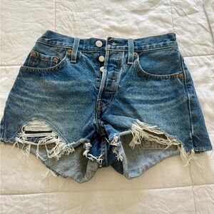 Casual Frayed Hem Denim Shorts